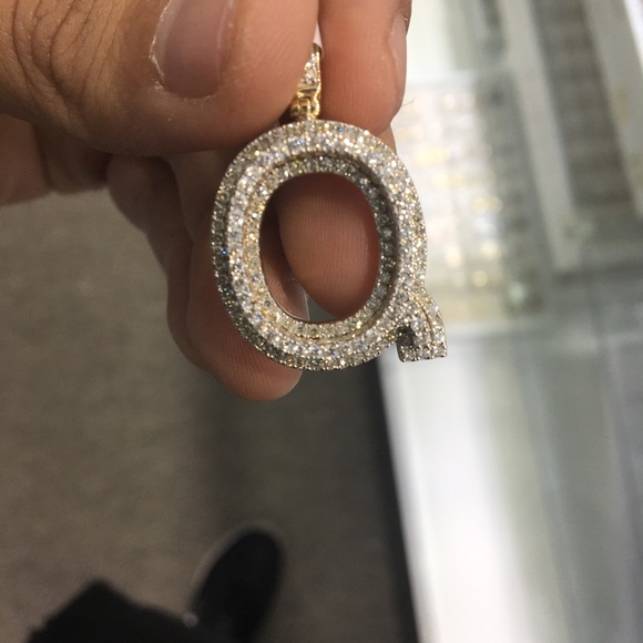 10k Diamond Letter F Bubble Initial Charm 1/2 CTW - Picture 5 of 6